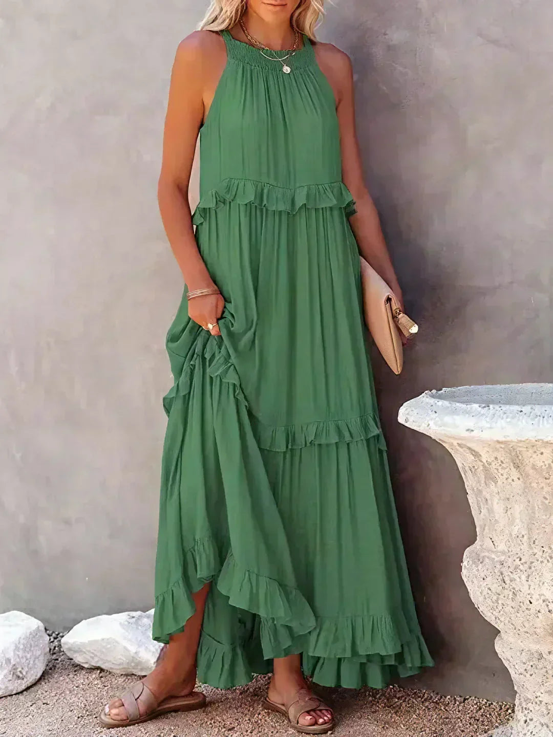 Amore Di Gioielli | Halter Ruffle Maxi Kjole ( Næsten udsolgt )