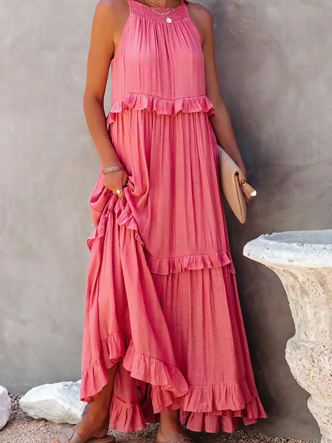 Amore Di Gioielli | Halter Ruffle Maxi Kjole ( Næsten udsolgt )