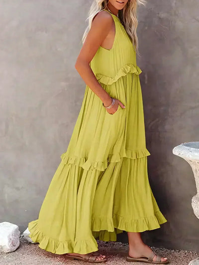 Amore Di Gioielli | Halter Ruffle Maxi Kjole ( Næsten udsolgt )