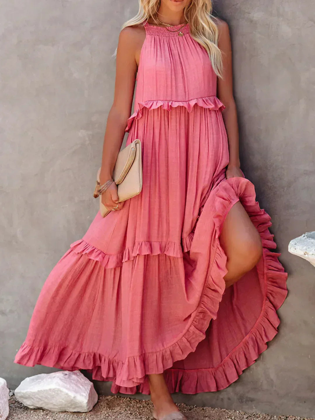 Amore Di Gioielli | Halter Ruffle Maxi Kjole ( Næsten udsolgt )