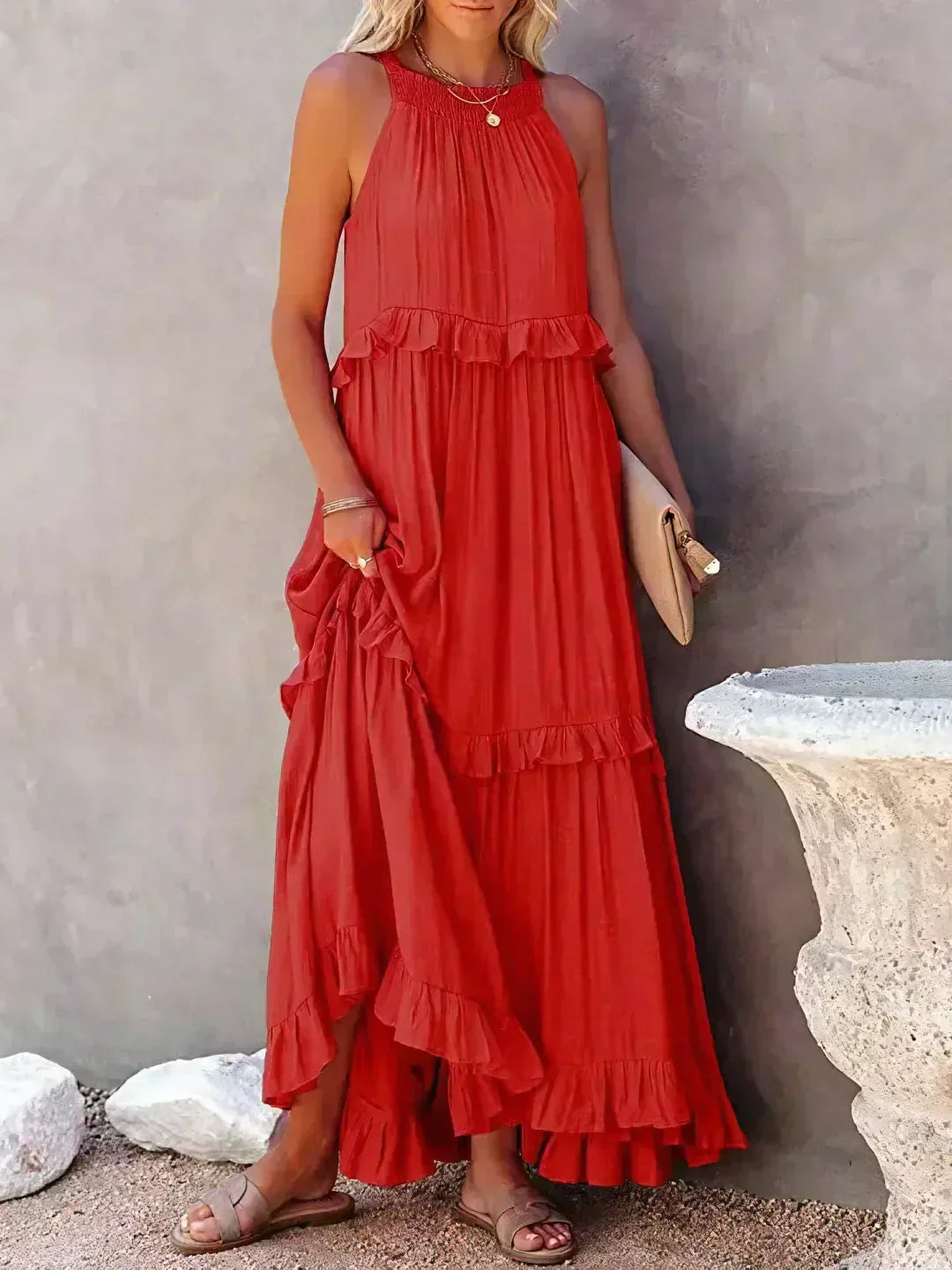 Amore Di Gioielli | Halter Ruffle Maxi Kjole ( Næsten udsolgt )